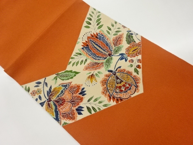 JAPANESE HIRAKI NAGOYA OBI / KINSAI / CHIRIMEN / FLOWER